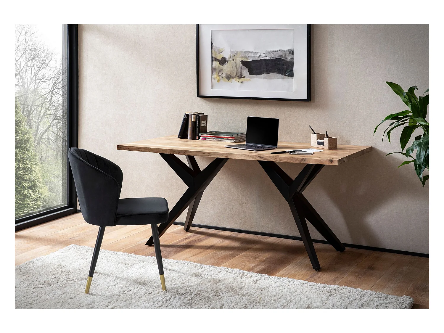 Bureau Bois Massif 180 x 90 x 76 cm Acacia Métal Table d’Ordinateur Industriel Petit