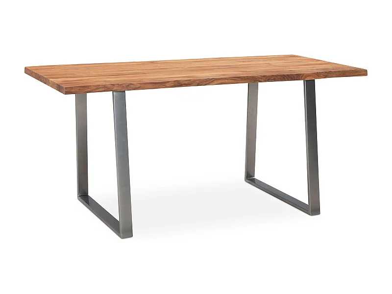 Bureau Bois Massif 200 x 100 x 76 cm Acacia Métal Table d’Ordinateur Bord Naturel Moderne
