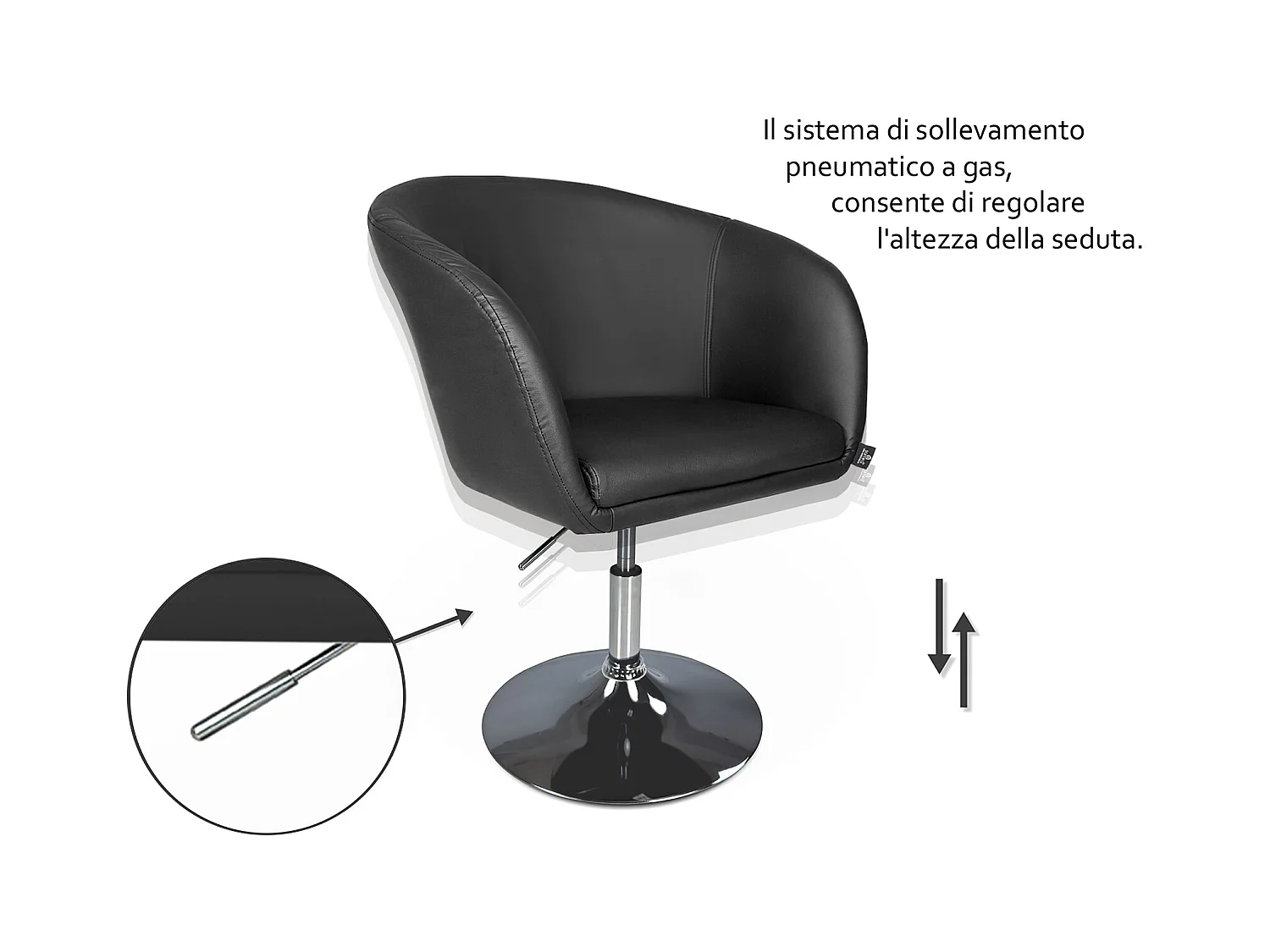 Sedia da ufficio regolabile in altezza, poltrona girevole nera – Balloon