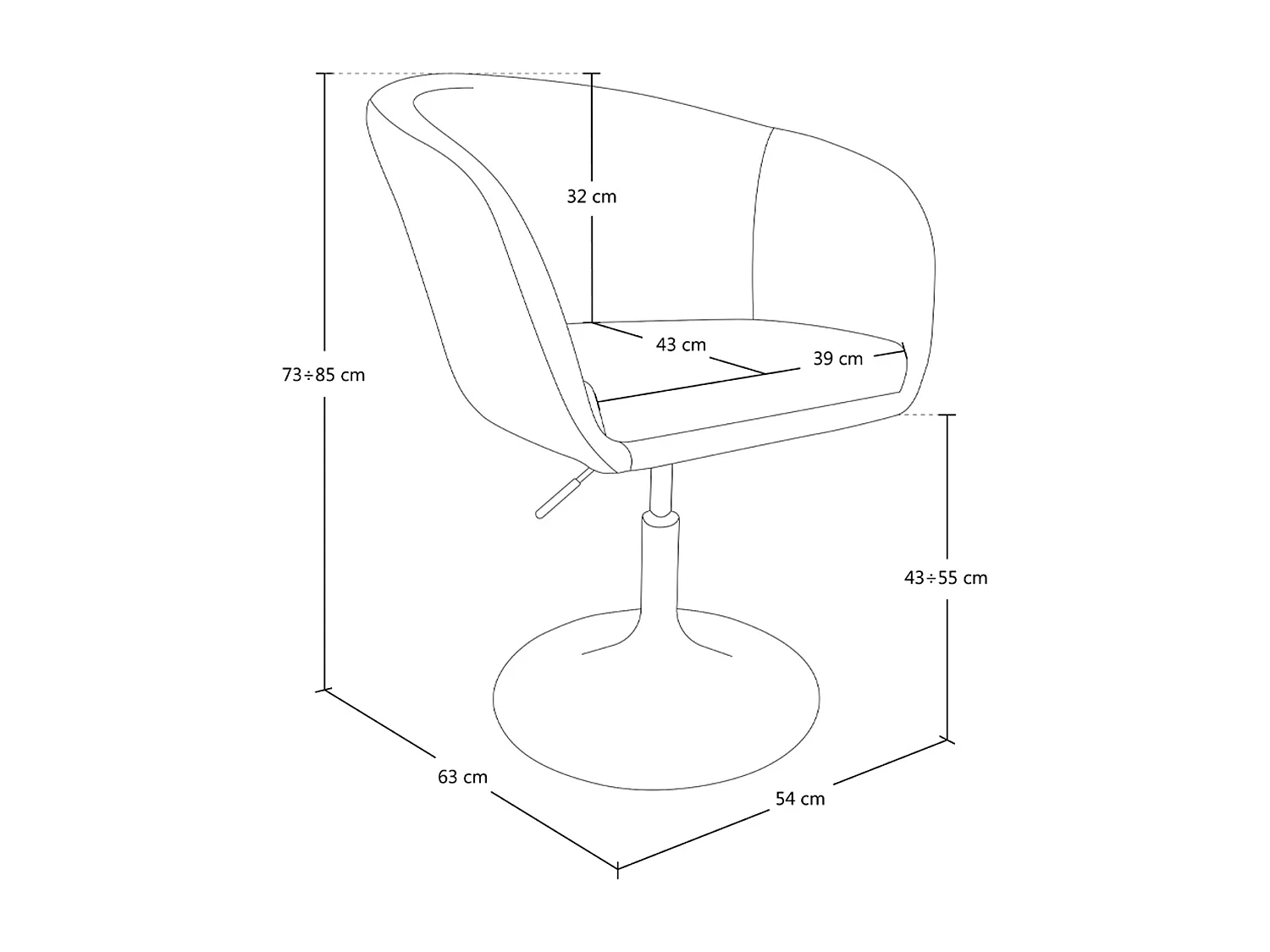 Sedia da ufficio regolabile in altezza, poltrona girevole nera – Balloon