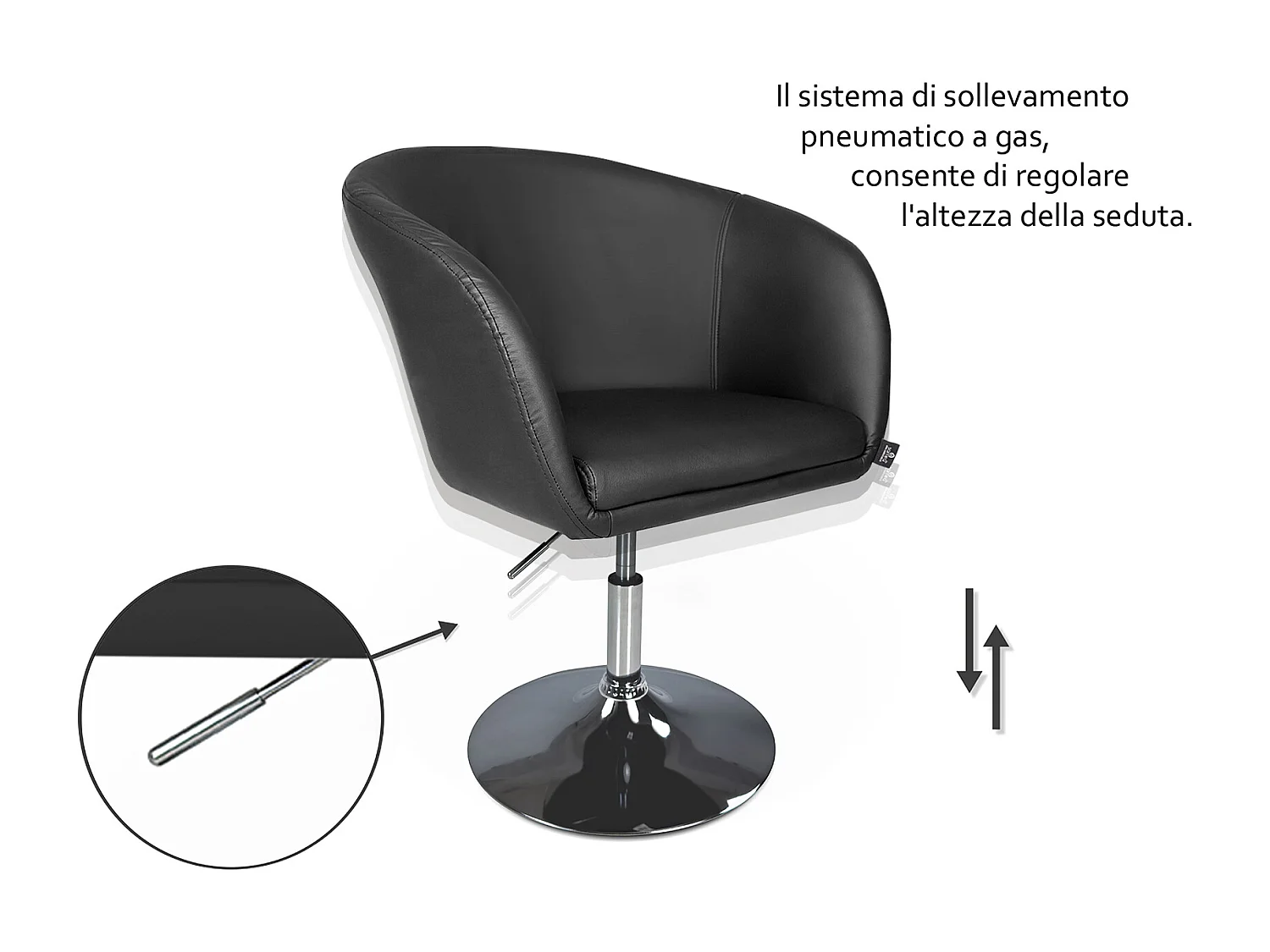 Sedia da ufficio regolabile in altezza, poltrona girevole nera – Balloon