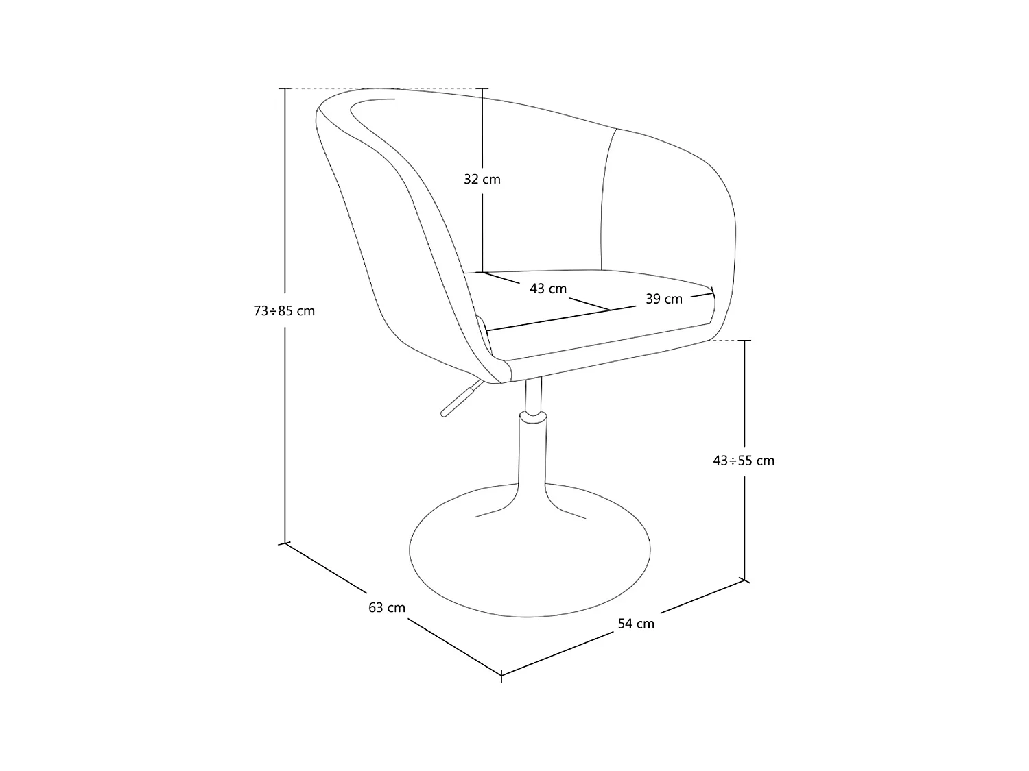 Sedia da ufficio regolabile in altezza, poltrona girevole bianca – Balloon