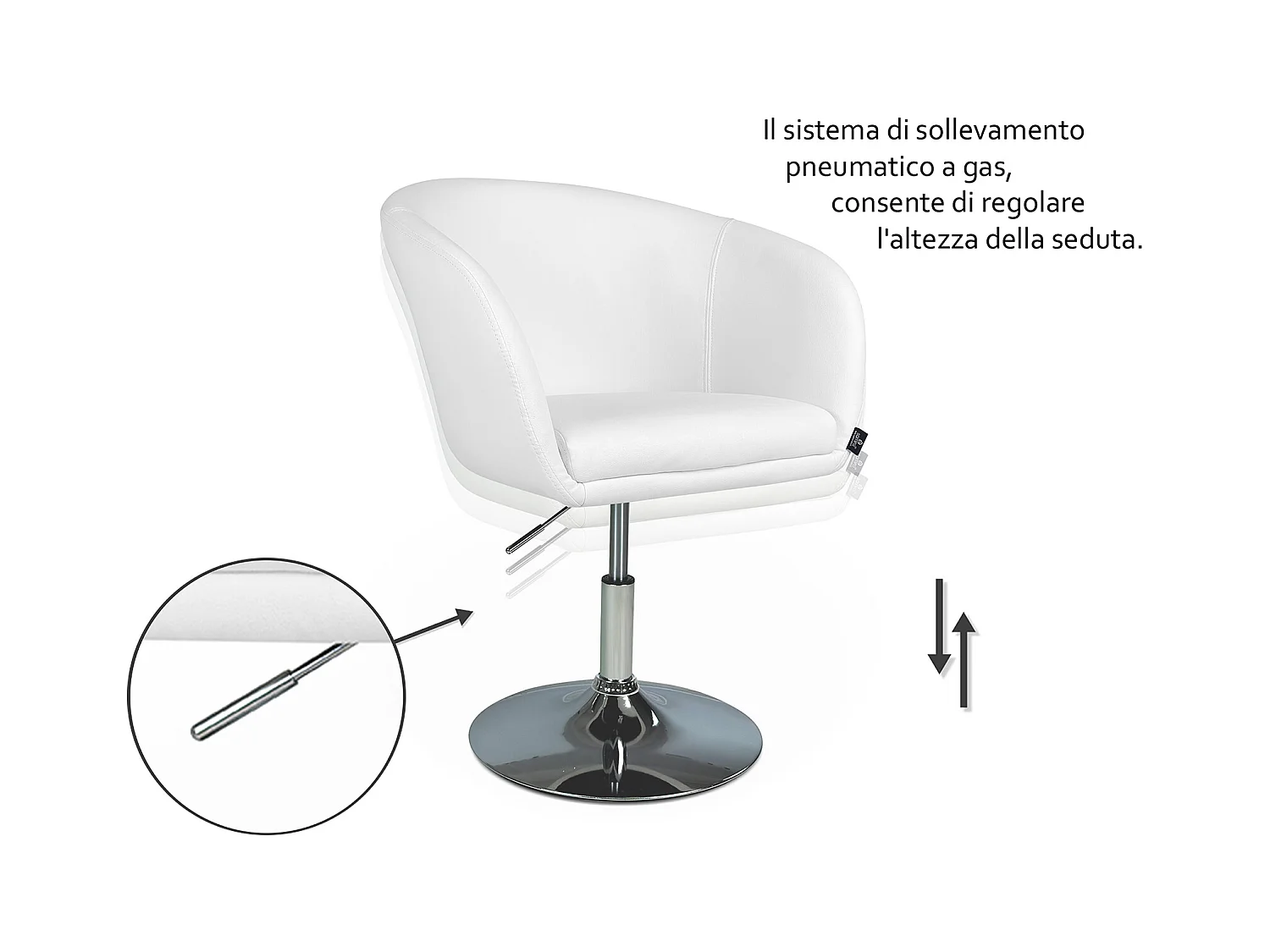 Sedia da ufficio regolabile in altezza, poltrona girevole bianca – Balloon