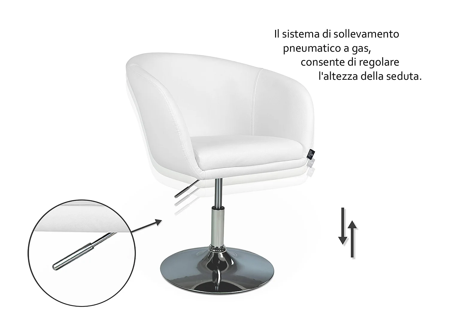 Sedia da ufficio regolabile in altezza, poltrona girevole bianca – Balloon