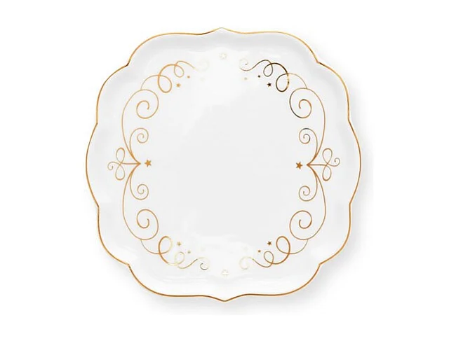 Podstawka pod szklankę z porcelany biało-złota dł. 10 cm, Royal