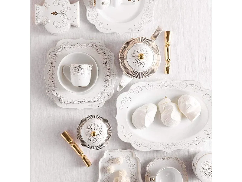 Sottobicchiere in porcellana bianco/oro L10 cm, Royal