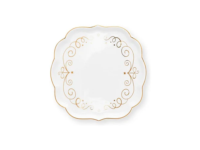 Sous-verre en porcelaine blanc/or L10 cm, Royal