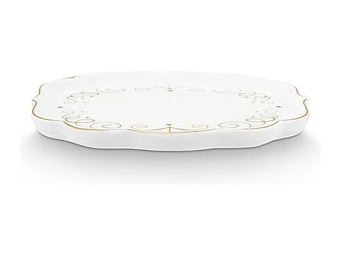 Onderzetter van porselein wit/goud L10 cm, Royal