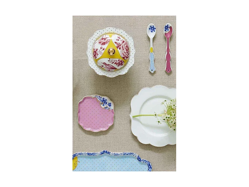 Untersetzer aus Porzellan rosa/blau L10 cm, Royal