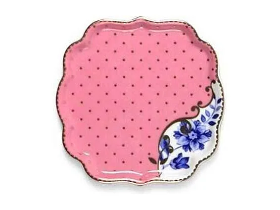 Podstawka pod szklankę z porcelany różowo-niebieska dł. 10 cm, Royal