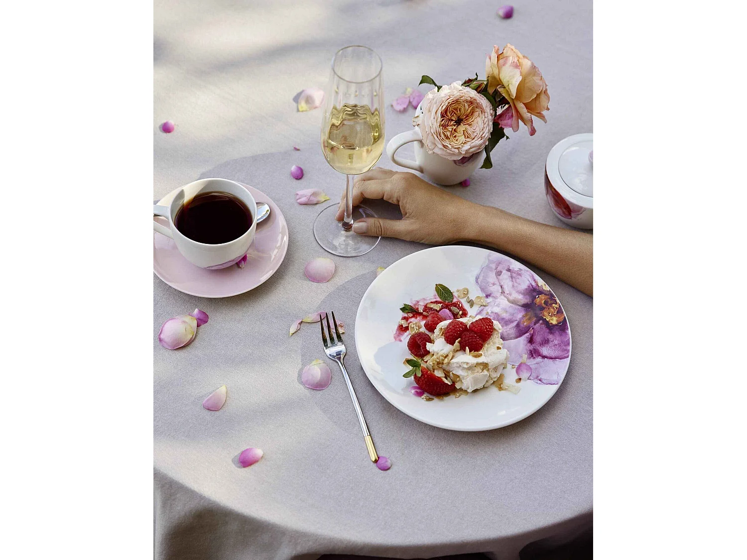 Zestaw 4 kieliszków do szampana z kryształu przezroczystego 120 ml, Rose Garden