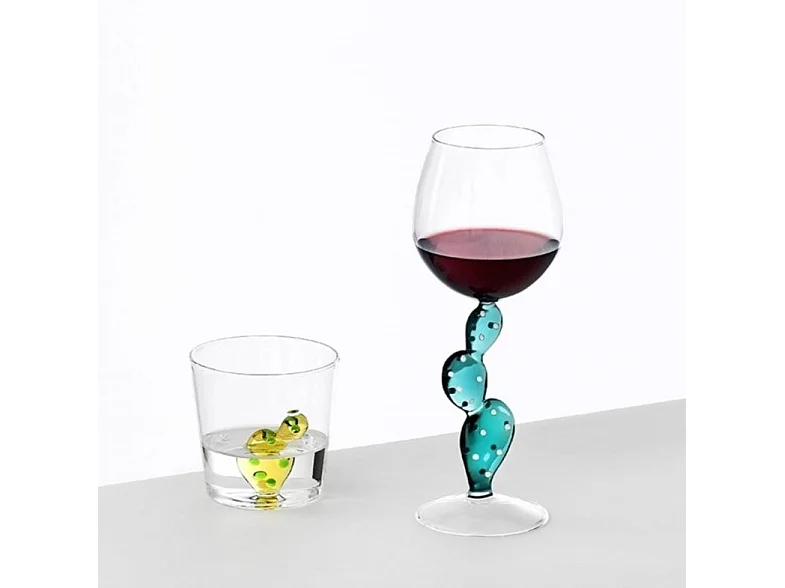 Verre à vin en verre borosilicate, Cactus, turquoise 350 ml, Desert Plants