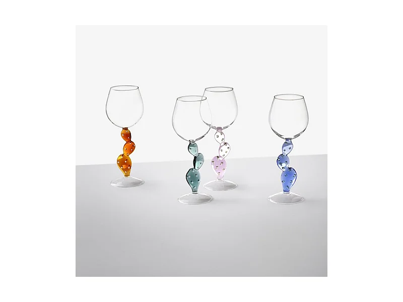 Verre à vin en verre borosilicate, Cactus, vert d'eau 350 ml, Desert Plants