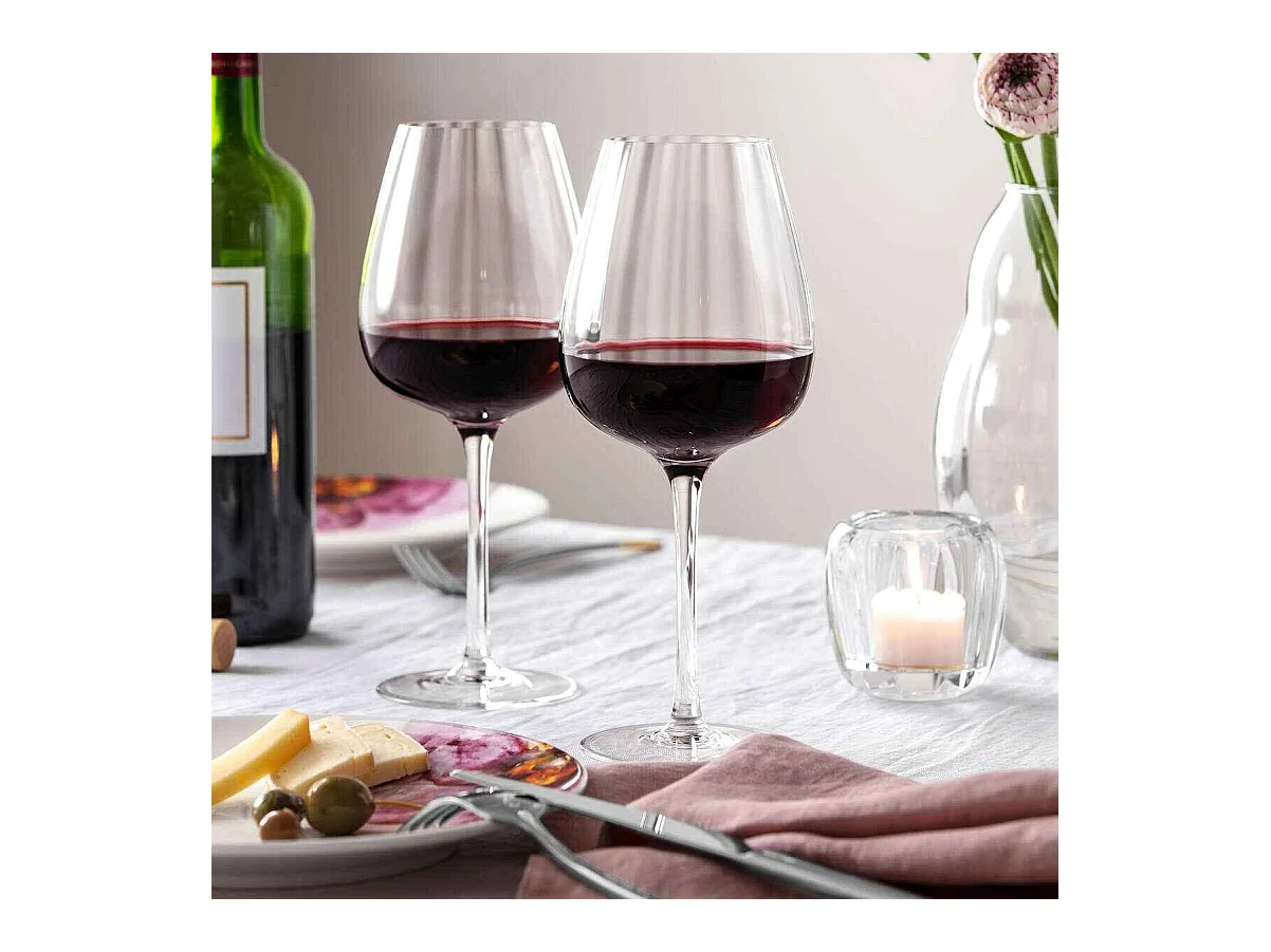 Set mit 4 Rotweingläsern aus Kristall transparent 200 ml, Rose Garden