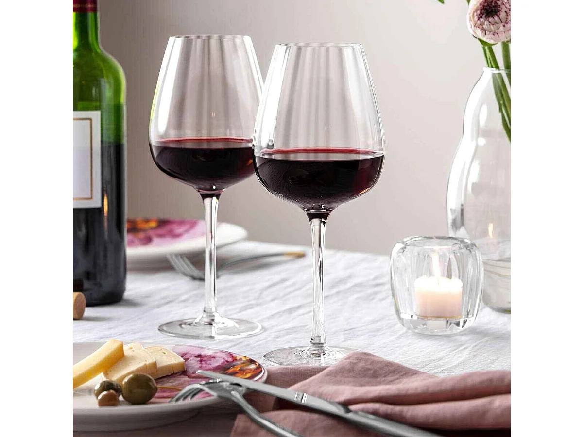 Set de 4 verres à vin rouge en cristal transparent 200 ml, Rose Garden