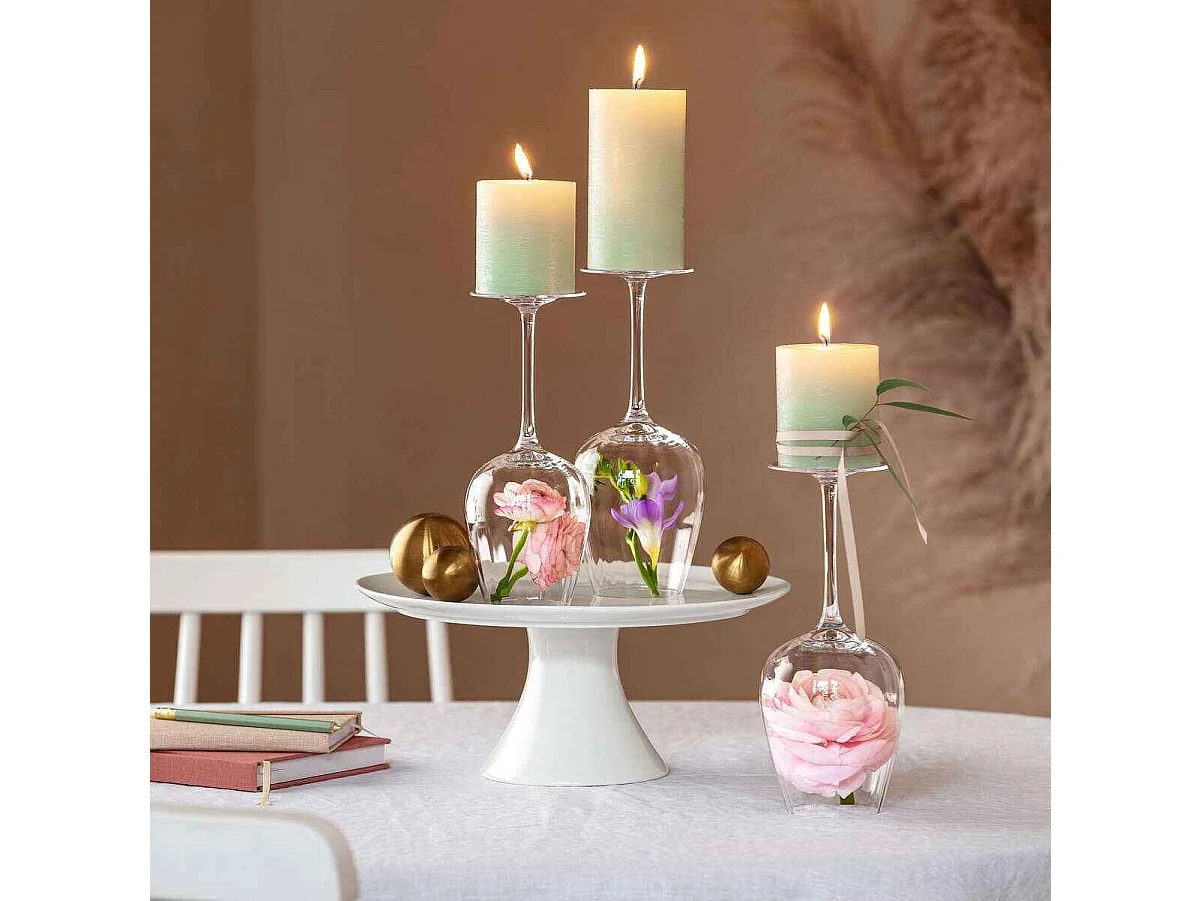 Set de 4 verres à vin rouge en cristal transparent 200 ml, Rose Garden