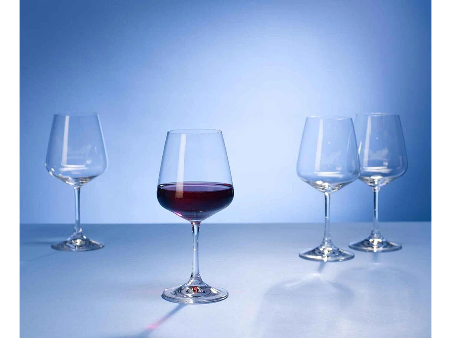 Set di 12 calici (4 rosso, 4 bianco, 4 flute) in cristallo, Ovid