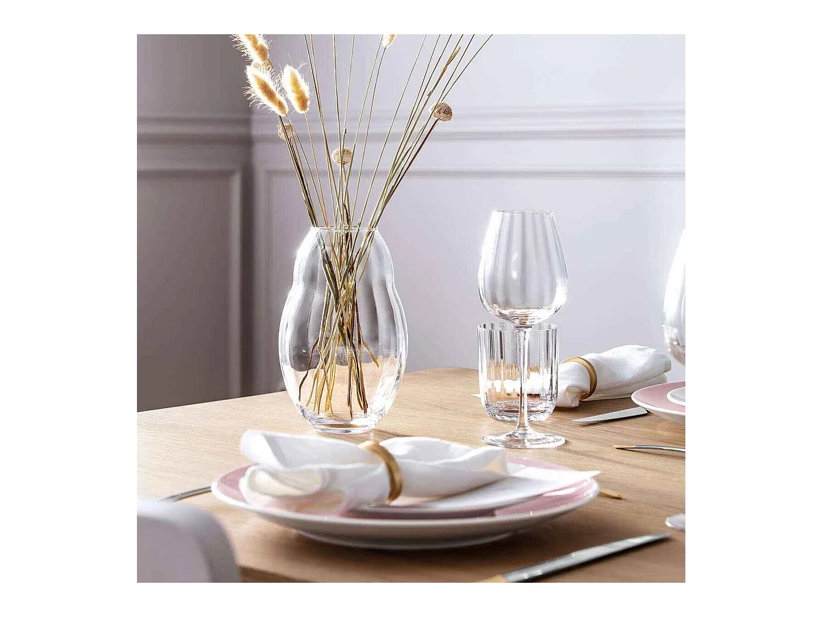 Set van 4 witte wijnglazen van kristal transparant 120 ml, Rose Garden