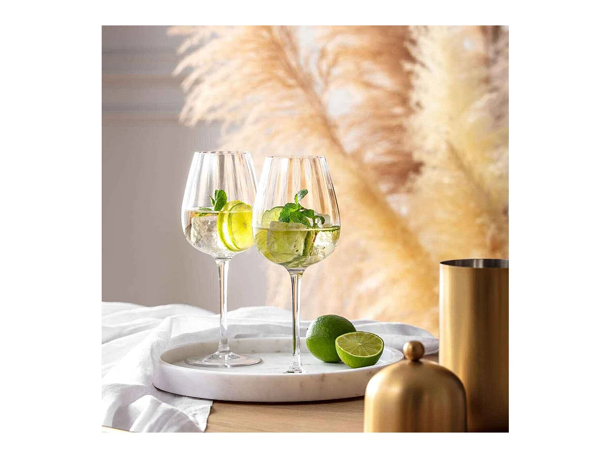 Set van 4 witte wijnglazen van kristal transparant 120 ml, Rose Garden