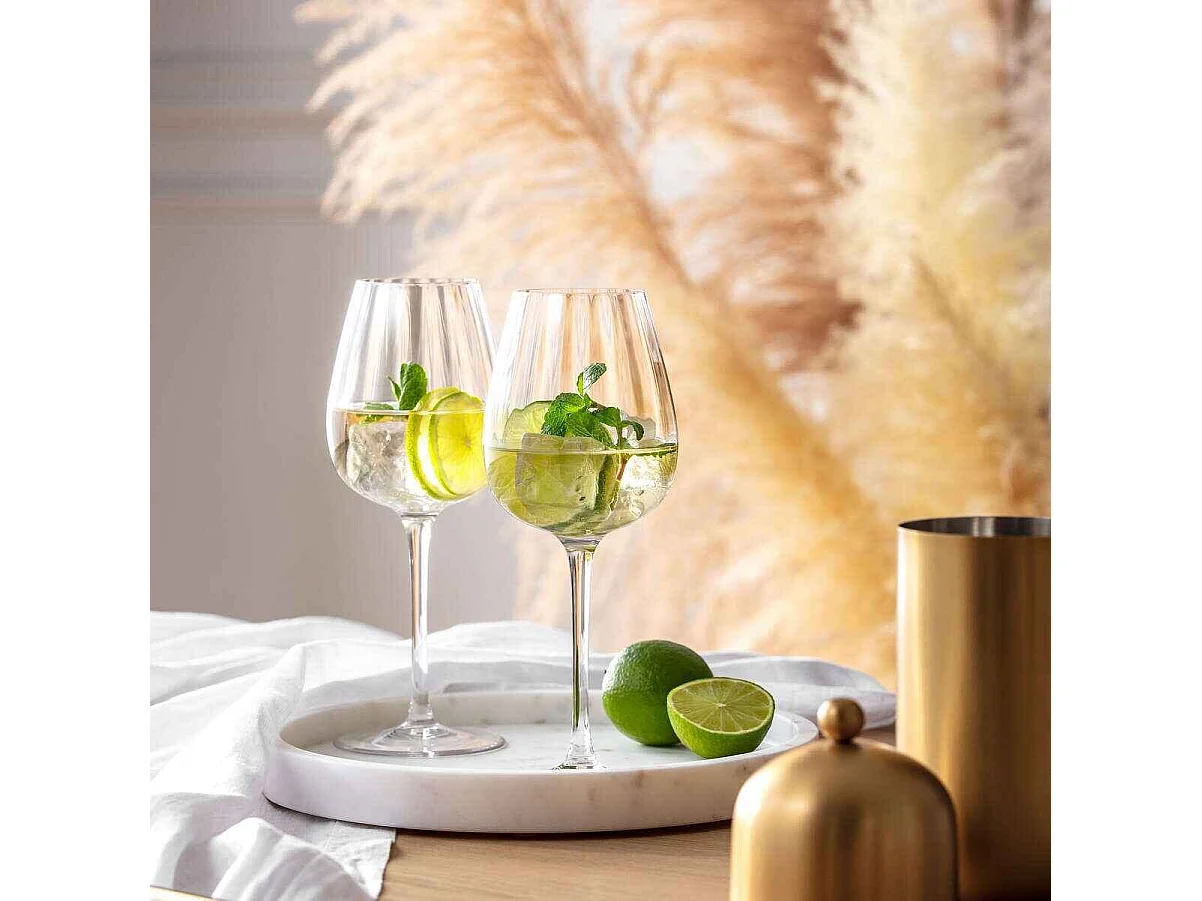 Set de 4 verres à vin blanc en cristal transparent 120 ml, Rose Garden