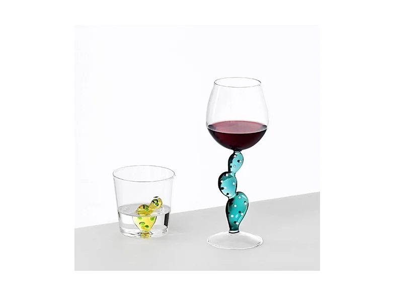 Wijnglas van borosilicaatglas, Cactus, geel 350 ml, Desert Plants