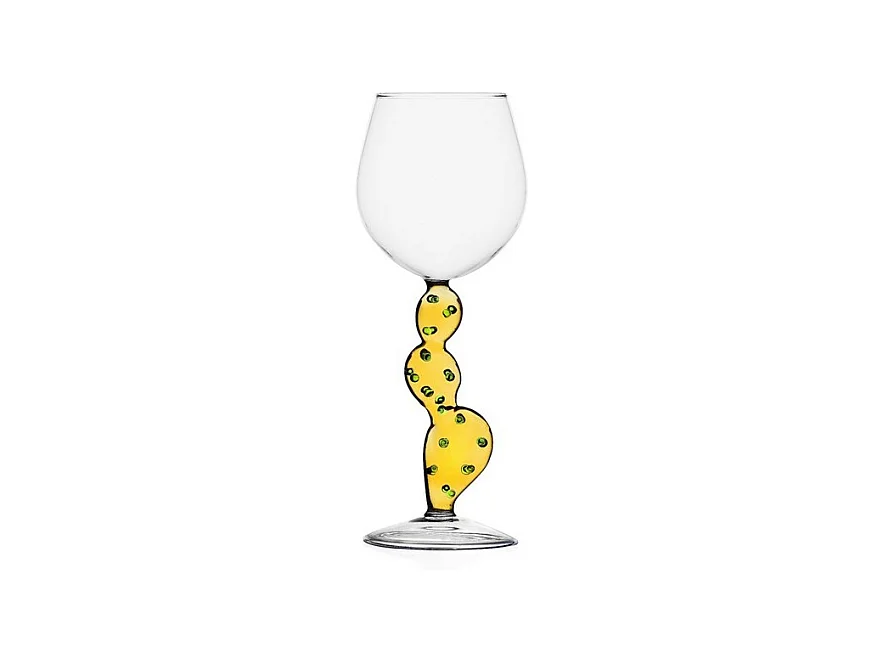 Verre à vin en verre borosilicate, Cactus, jaune 350 ml, Desert Plants
