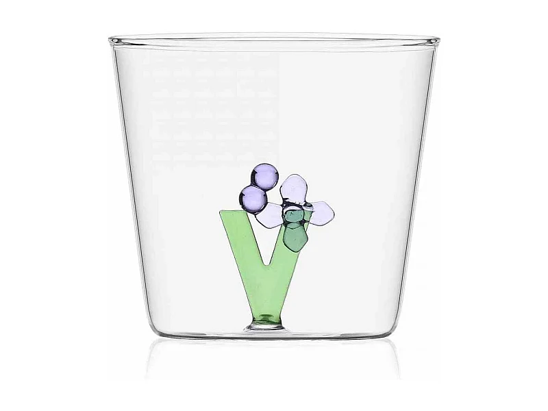 Szklanka z szkła borokrzemowego, V, przezroczysty 350 ml, Greenwood Alfabeto Fiorito