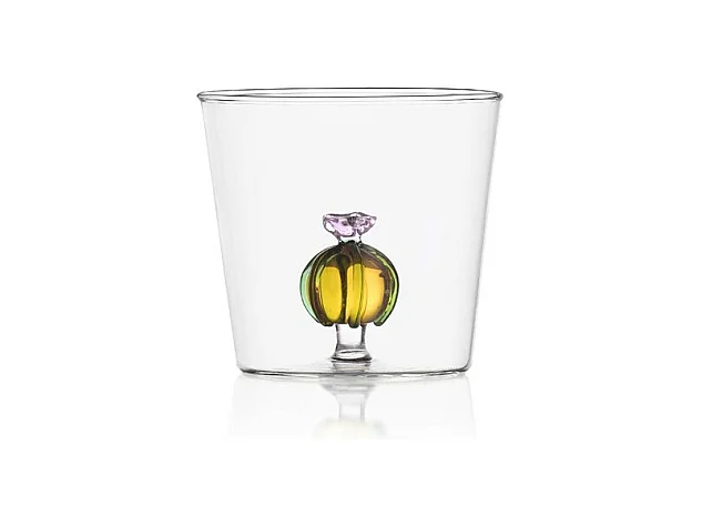 Gobelet en verre borosilicate, Fleur de Cactus, rose/ambre 350 ml, Desert Plants