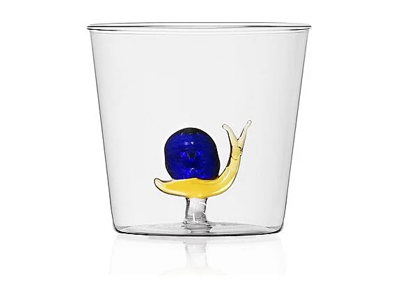 Gobelet en verre borosilicate, Escargot, jaune/bleu 350 ml, Animal Farm