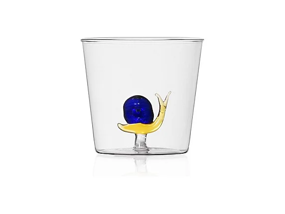 Gobelet en verre borosilicate, Escargot, jaune/bleu 350 ml, Animal Farm