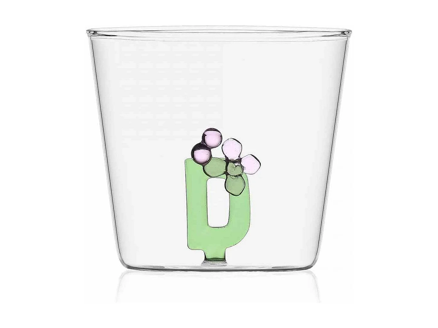 Szklanka z szkła borokrzemowego, D, przezroczysty 350 ml, Greenwood Alfabeto Fiorito