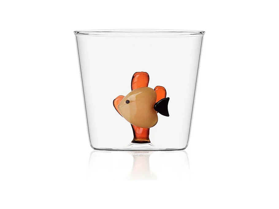 Gobelet en verre borosilicate, Poisson et Algue, jaune/ambre 350 ml, Marine Garden