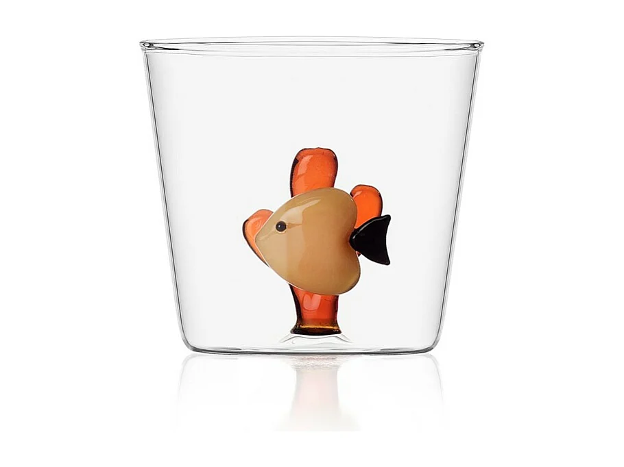 Gobelet en verre borosilicate, Poisson et Algue, jaune/ambre 350 ml, Marine Garden
