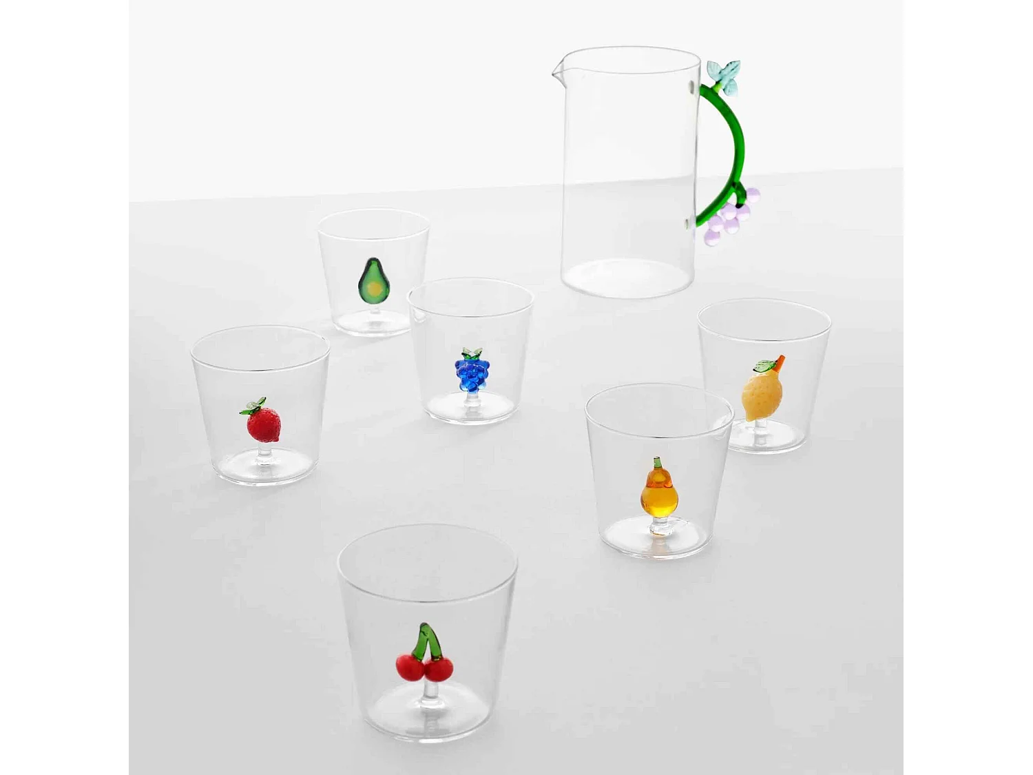 Set van 6 tumblers van borosilicaatglas multicolor 350 ml, Fruits And Flowers