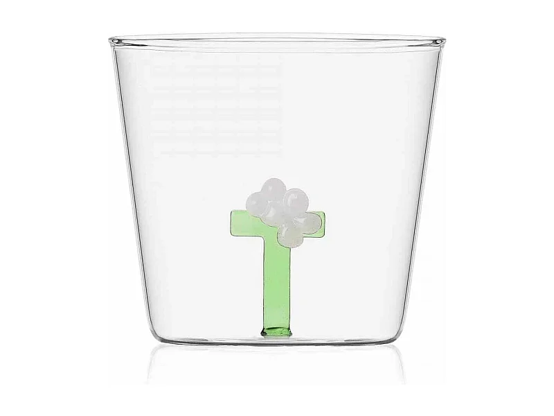 Szklanka z szkła borokrzemowego, T, przezroczysty 350 ml, Greenwood Alfabeto Fiorito
