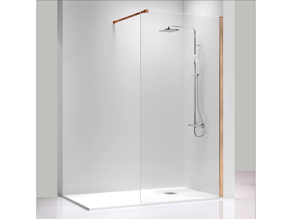Parete doccia fissa FRESH con profilo ROSA DORATO 120 cm