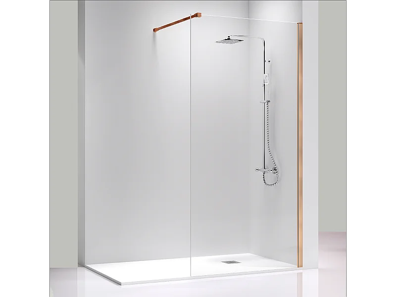 Parete doccia fissa FRESH con profilo ROSA DORATO 120 cm
