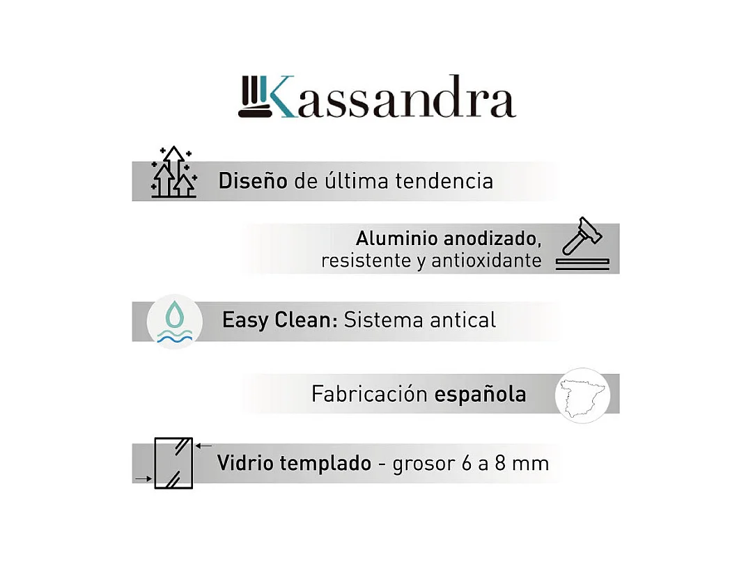 Frontal de ducha + Puerta Corredera 120 cm GLASÉ perfil Cromado Sin pared lateral