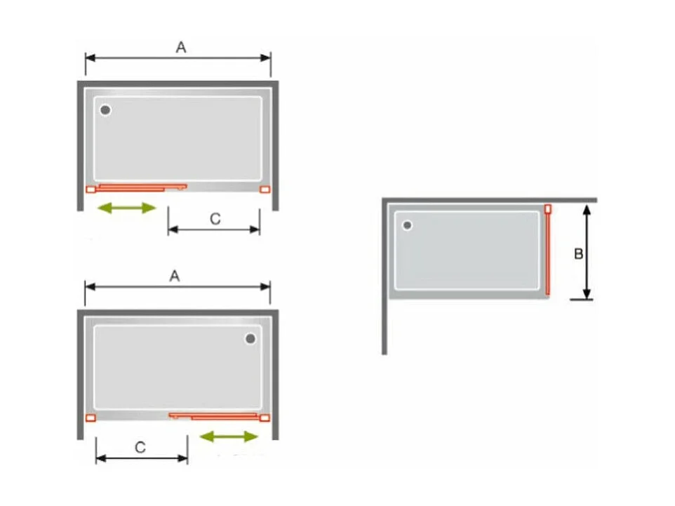 Paroi de douche fixe + Porte coulissante GLASÉ 120 cm  Sans paroi latérale
