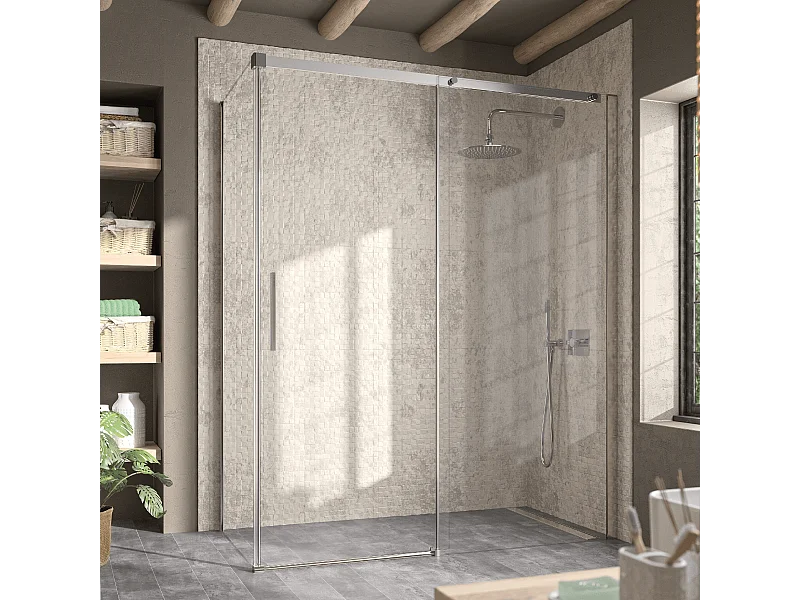 Porta doccia fissa + porta scorrevole LUNA 135 cm