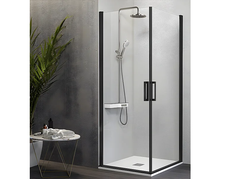 Angular de ducha 2 Puertas Abatibles 70 cm y 75 cm NARDI perfil negro mate