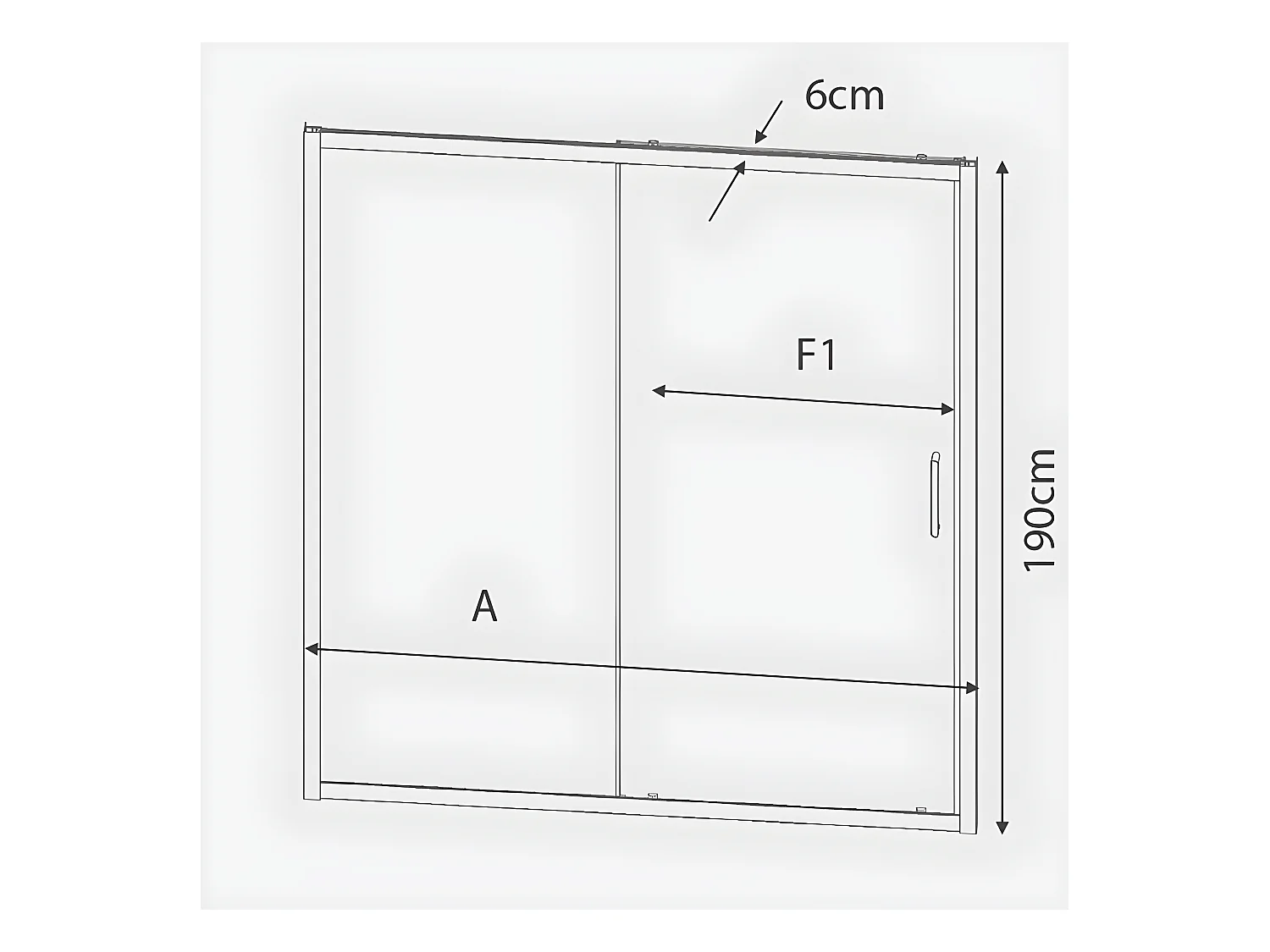 Frontal de ducha + Puerta Corredera 125 cm BELLA Lateral fijo: 77 - 79 cm