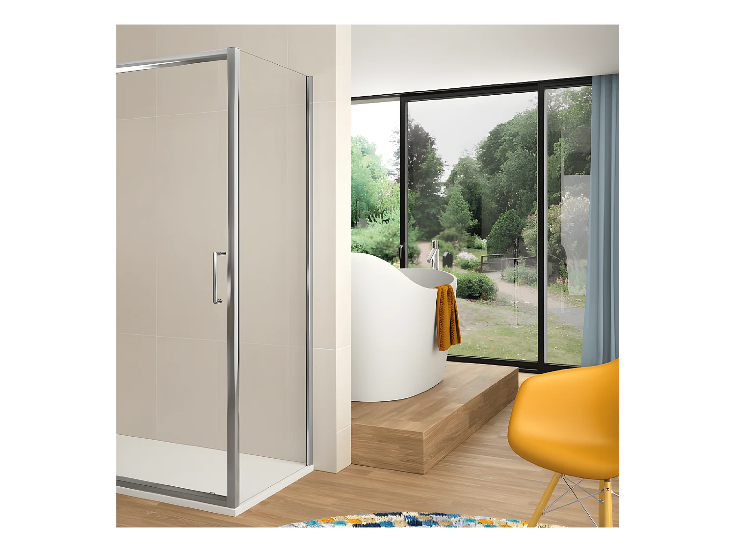 Frontal de ducha + Puerta Corredera 120 cm BELLA Lateral fijo: 77 - 79 cm