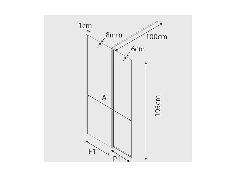 Panel fijo de ducha + Puerta abatible GIRO Cristal transparente