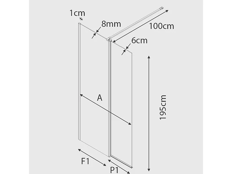 Parete doccia fissa+ porta girevole GIRO 125 cm