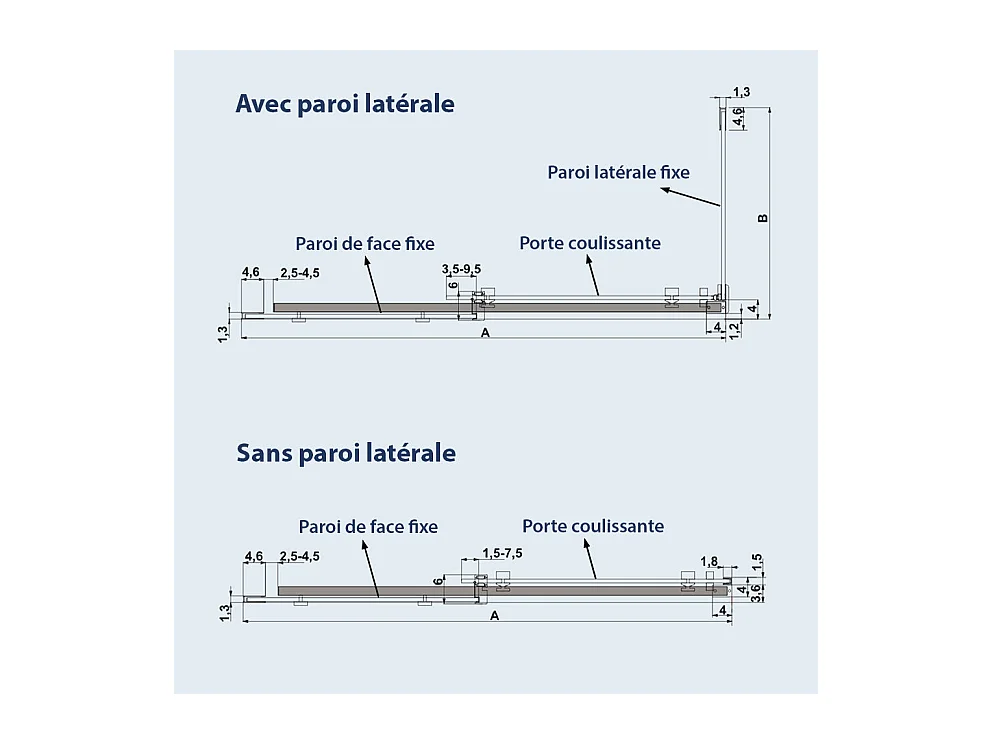 Frontal de ducha + Puerta Corredera 140 cm LUNA Negro