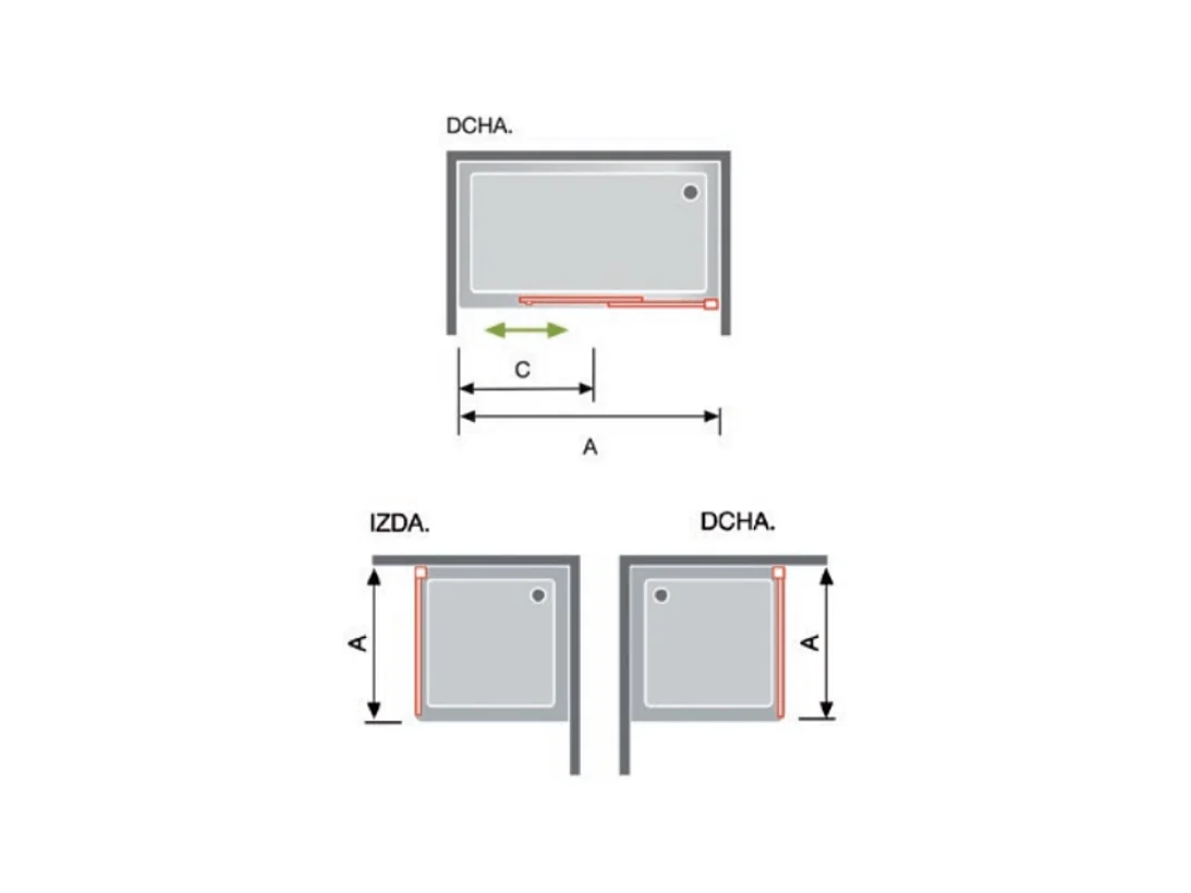 Porta doccia fissa + porta scorrevole LUNA profilo nero opaco 100 cm