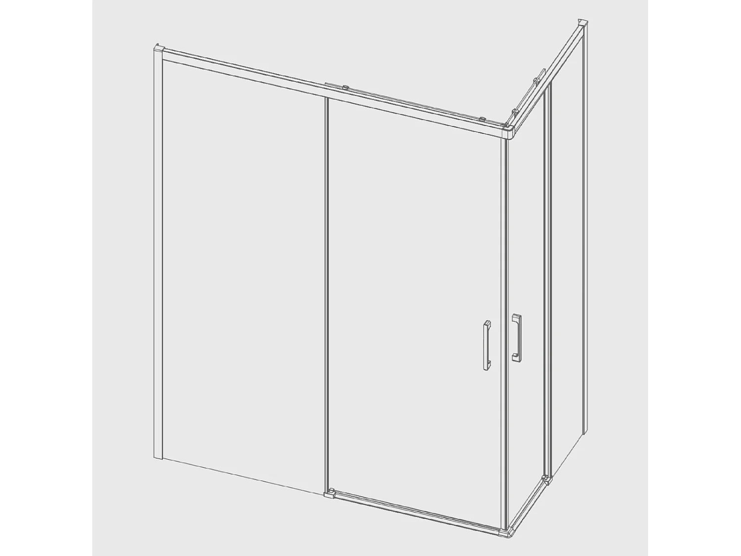 Angular de ducha 2 Fijos 80 cm + 2 Puertas Correderas 90 cm 90 cm YOKO