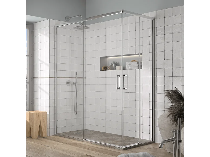 Angular de ducha 2 Fijos 70 cm + 2 Puertas Correderas 80 cm 80 cm YOKO