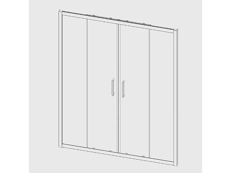 Paroi de douche 2 verres fixes + 2 portes coulissantes BELLA 145 cm  Sans paroi latérale